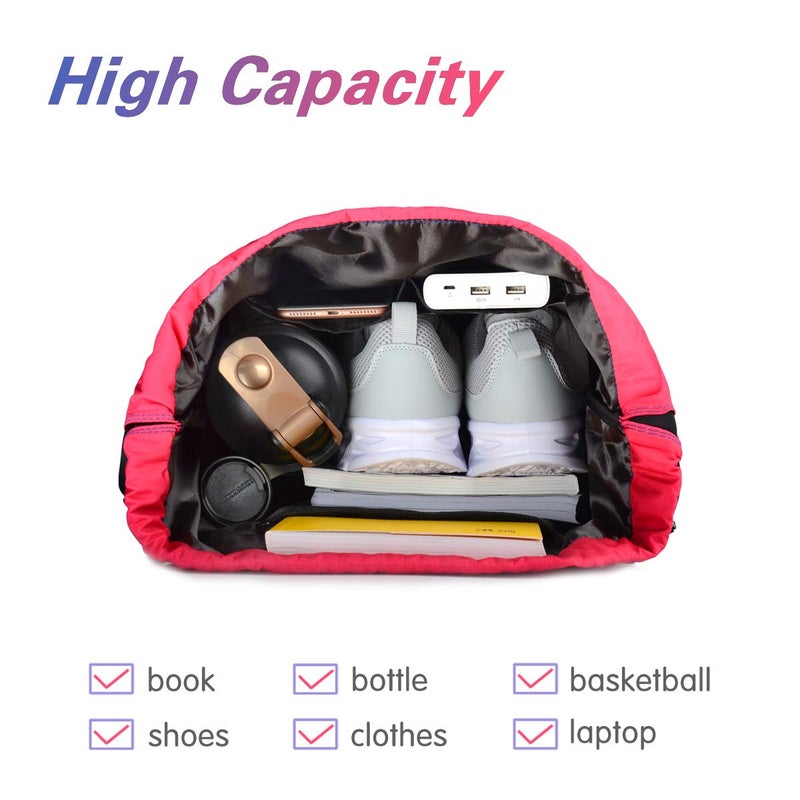 XMRSOY Gym Drawstring Backpack Water Resistant String Bag Nylon Cinch Sport Bag Sackpack - Image 2